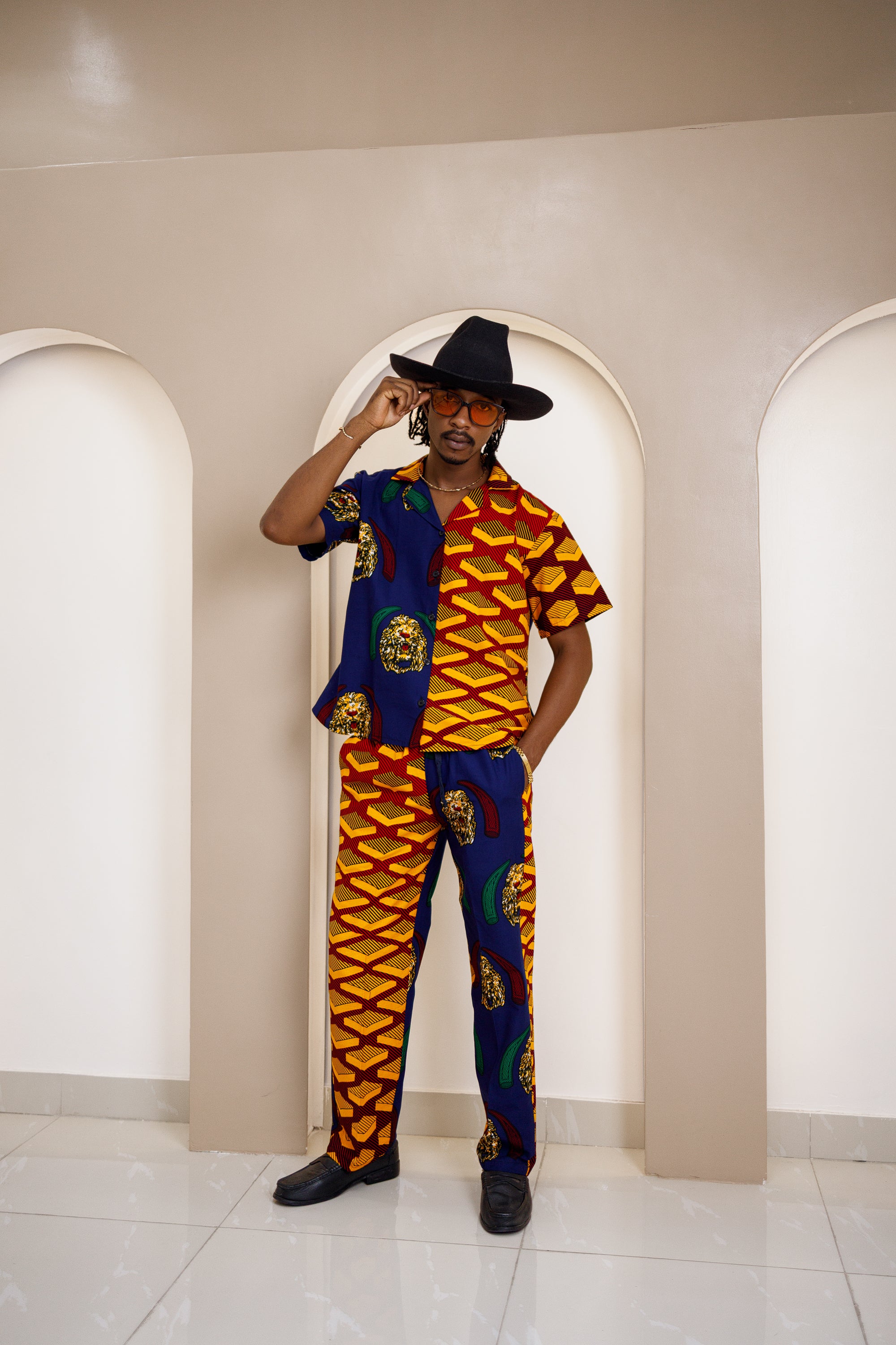 Agunechemba Unisex Igbo Traditional Isi Agu Shirt & Pants Set