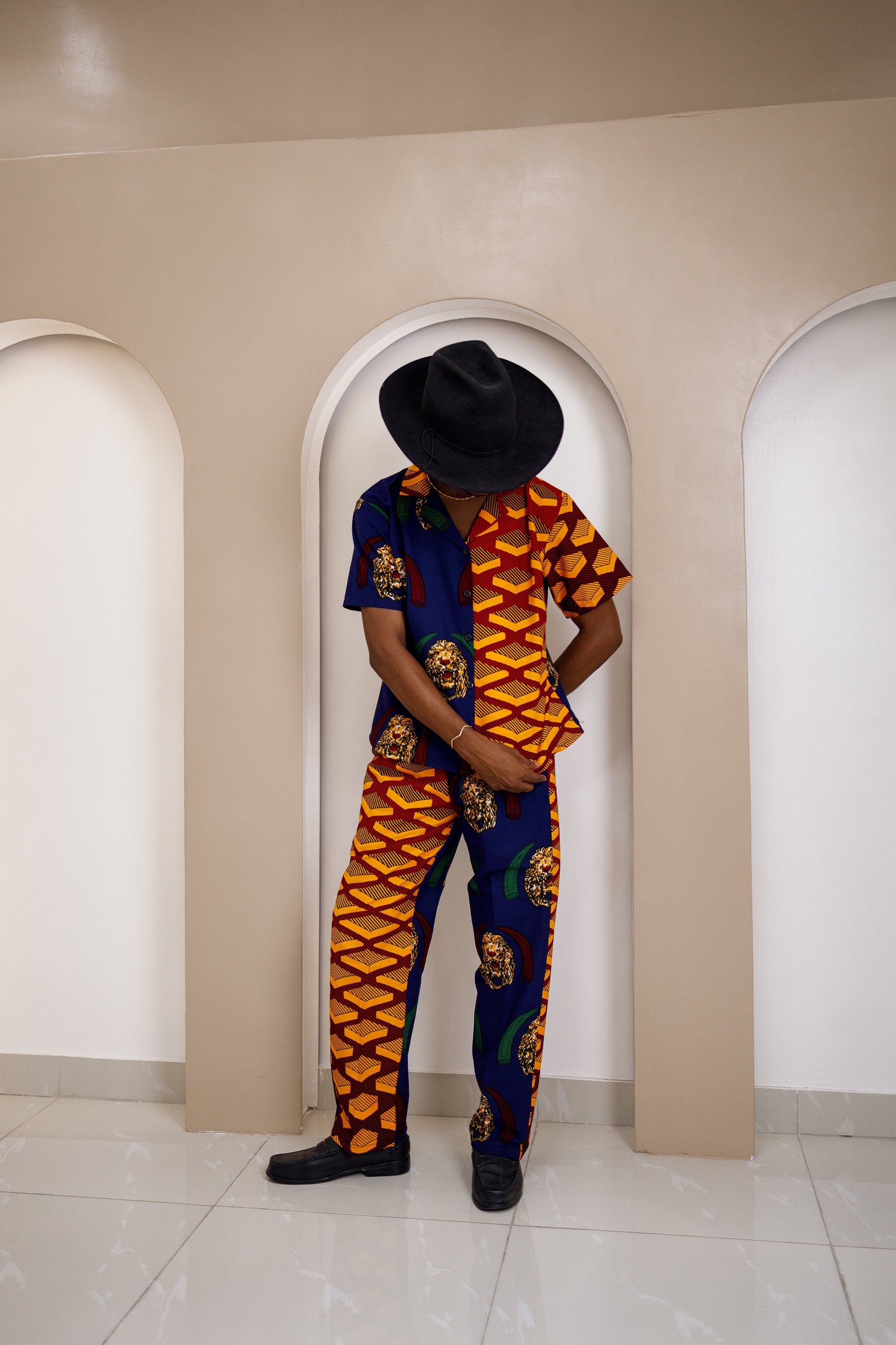 Agunechemba Unisex Igbo Traditional Isi Agu Shirt & Pants Set