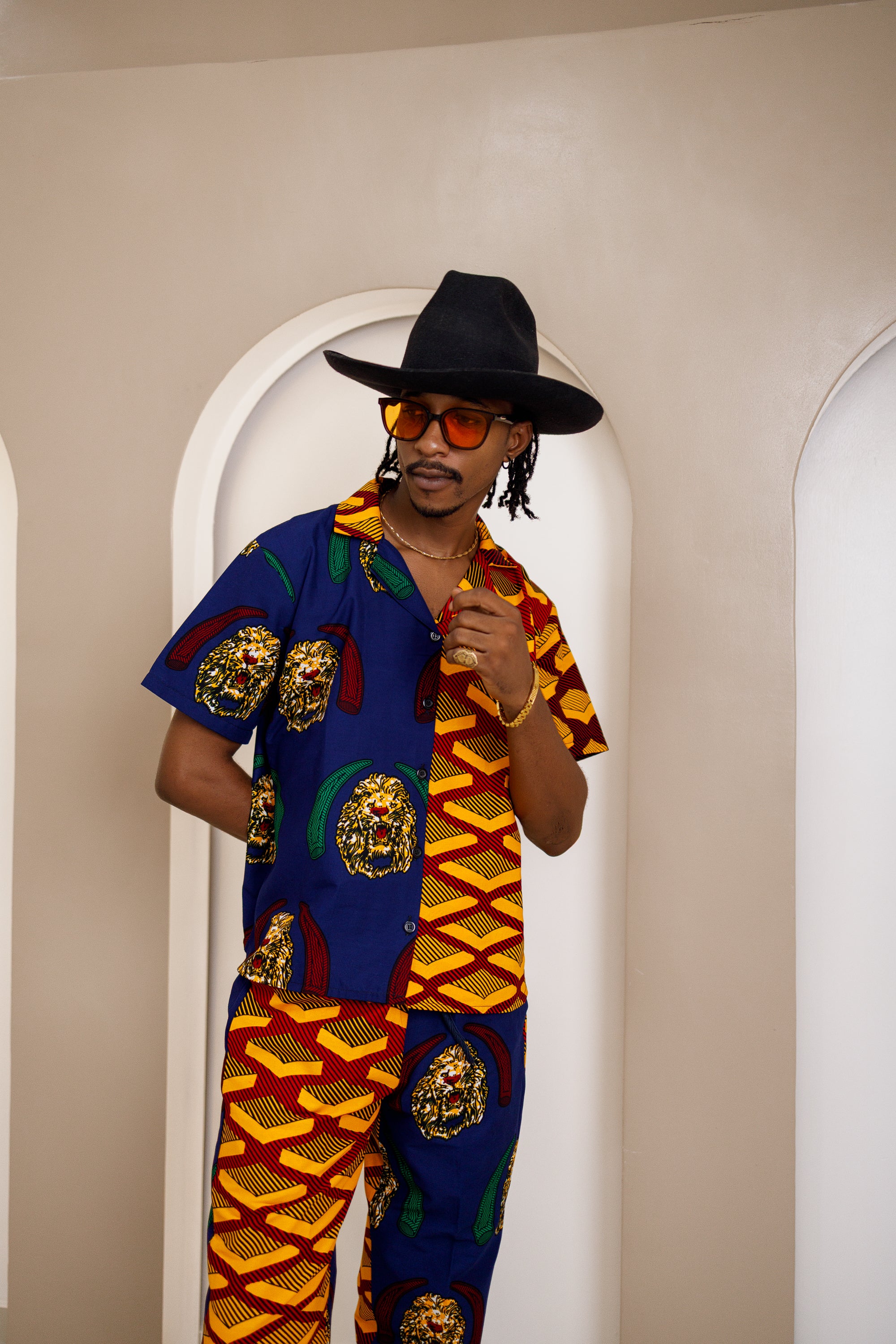 Agunechemba Unisex Igbo Traditional Isi Agu Shirt & Pants Set