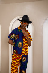 Agunechemba Unisex Igbo Traditional Isi Agu Shirt & Pants Set