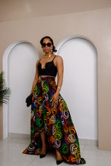 Akukaego Ankara High-Low Flared Skirt