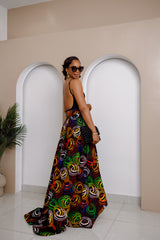 Akukaego Ankara High-Low Flared Skirt