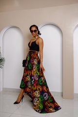Akukaego Ankara High-Low Flared Skirt