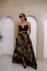Akukaego Ankara High-Low Flared Skirt