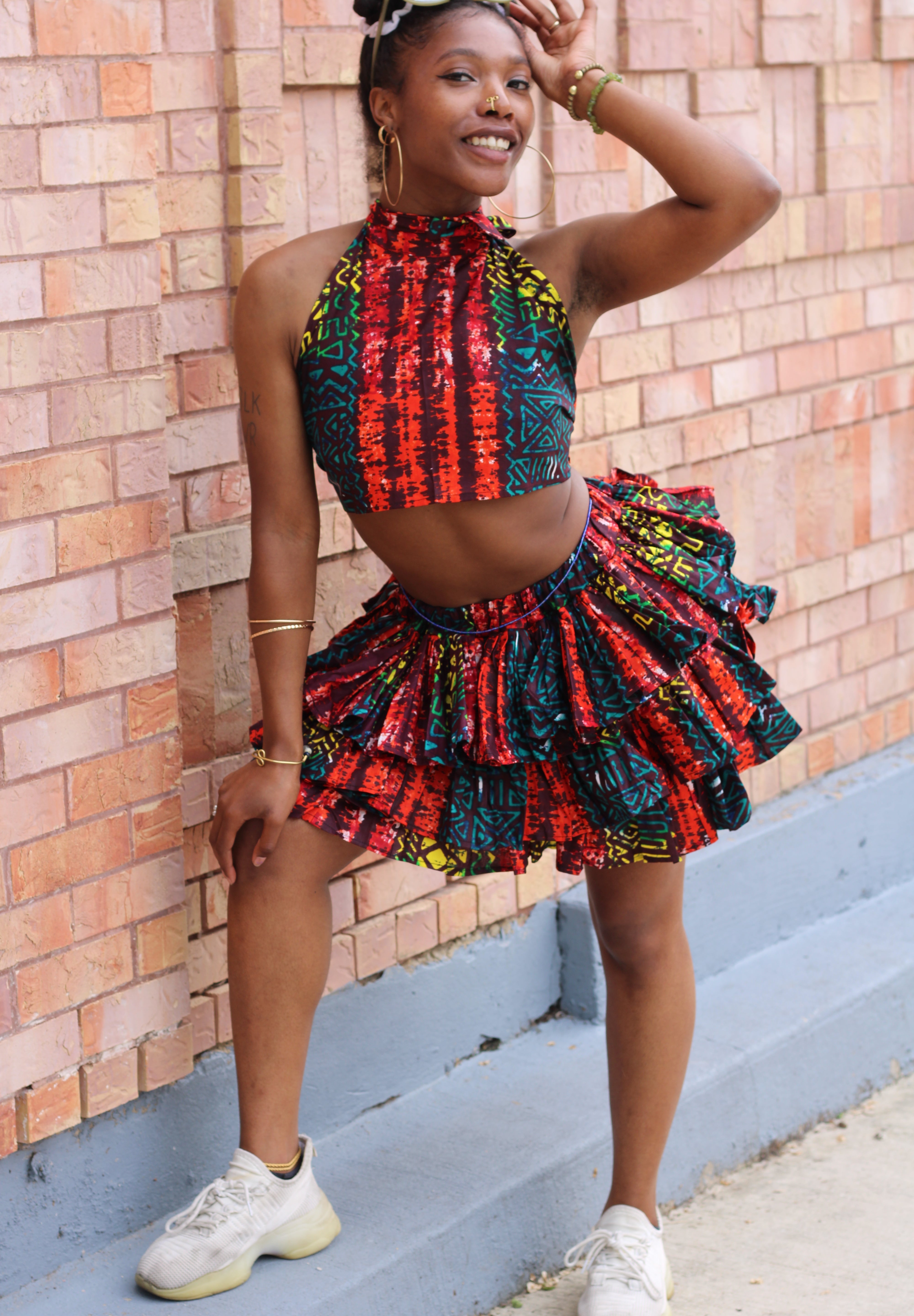 Kobina Crop Top and Triple Layered Skirt - Custom - These Fabrics Are Not Available - Please Pick Fabric