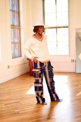 Okara Aso Oke Cargo Jeans Pants