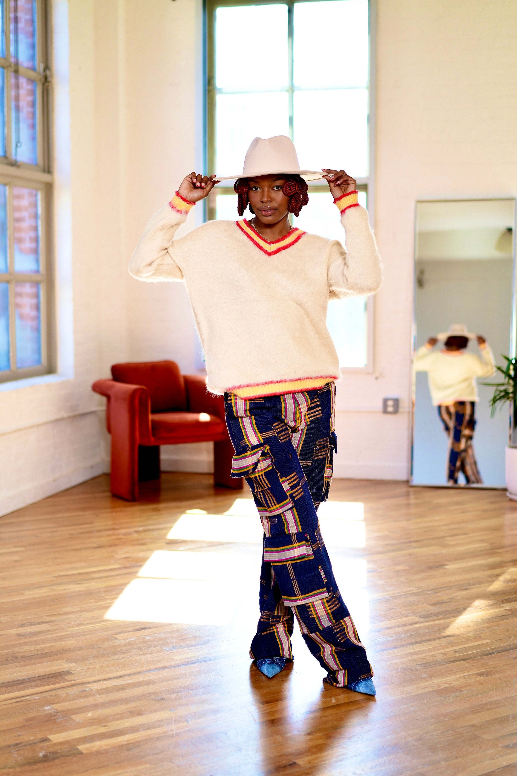 Okara Aso Oke Cargo Jeans Pants