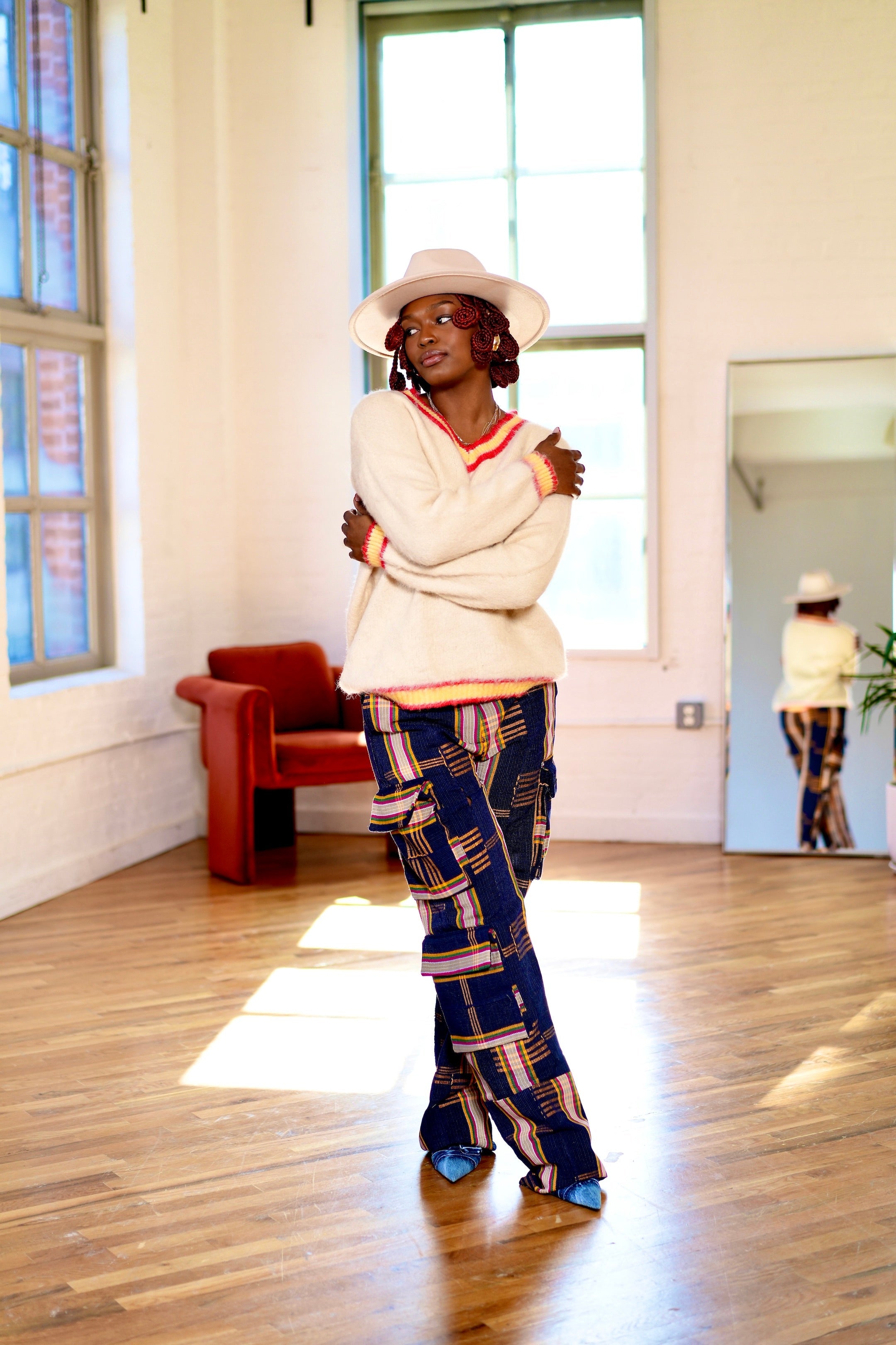 Okara Aso Oke Cargo Jeans Pants