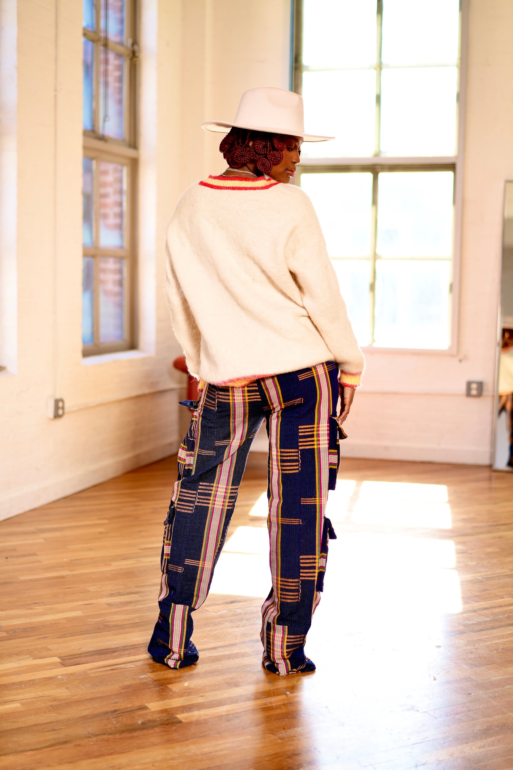 Okara Aso Oke Cargo Jeans Pants
