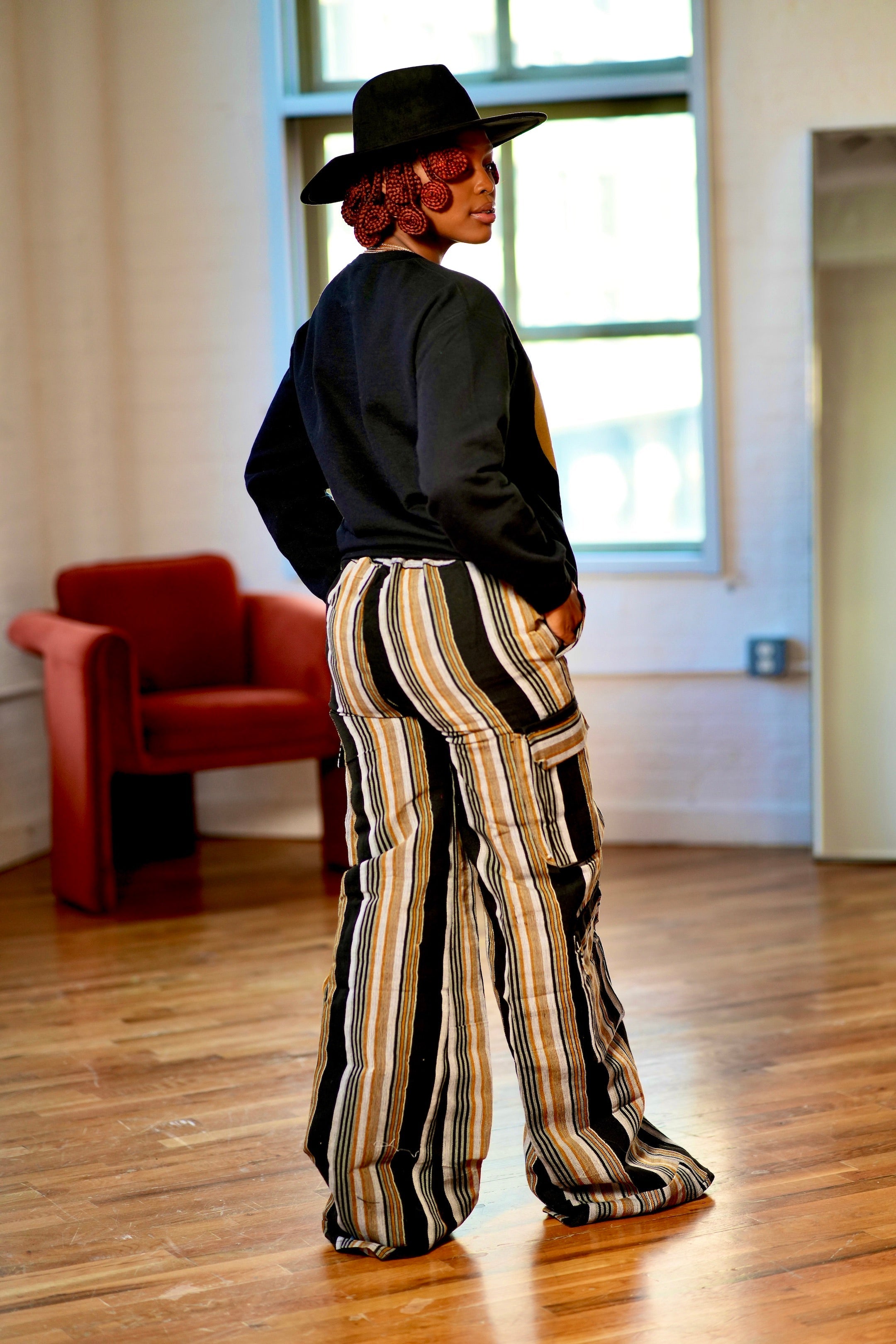 Ijele Aso Oke Cargo Jeans - Black