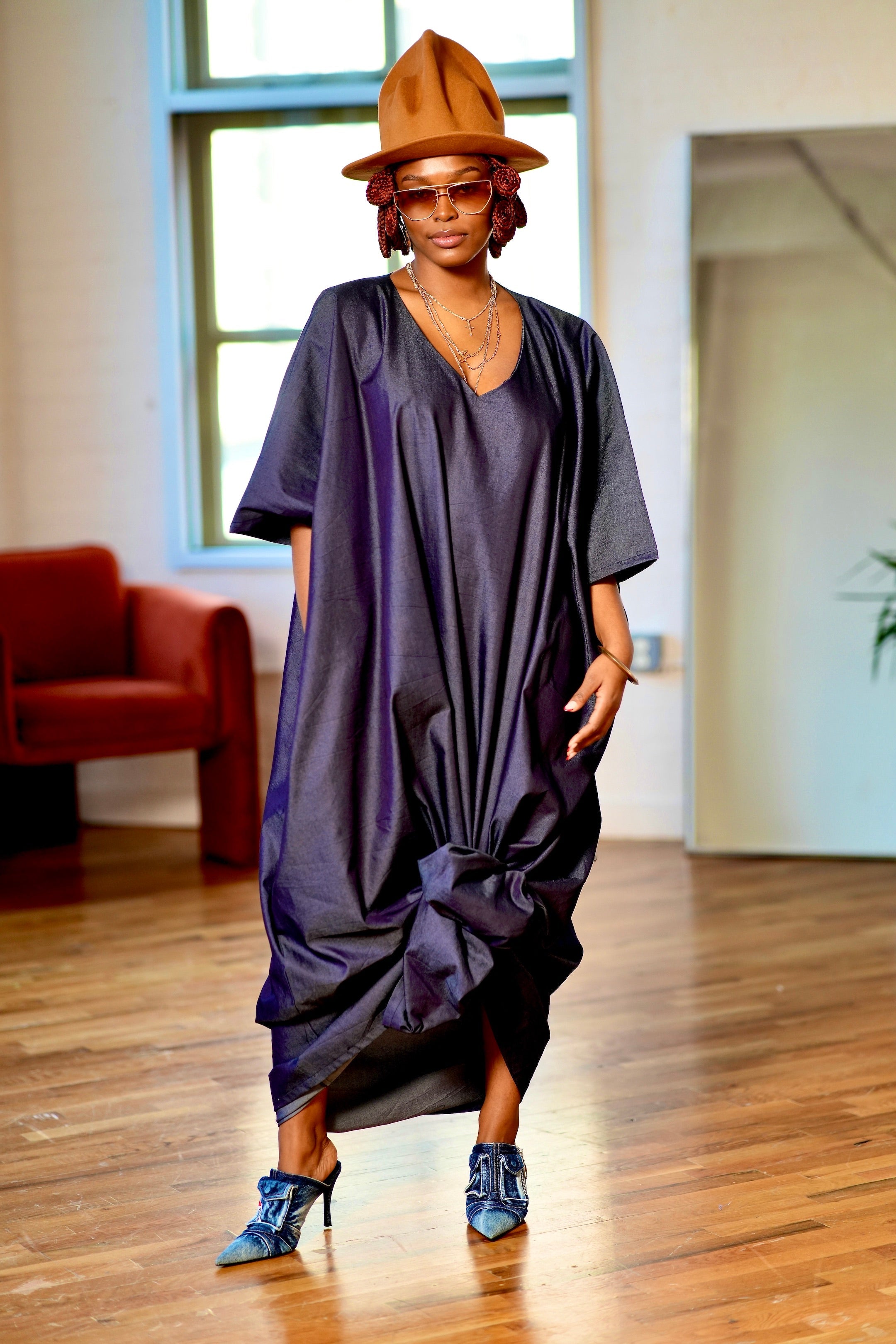 Uza Denim Kaftan Dress