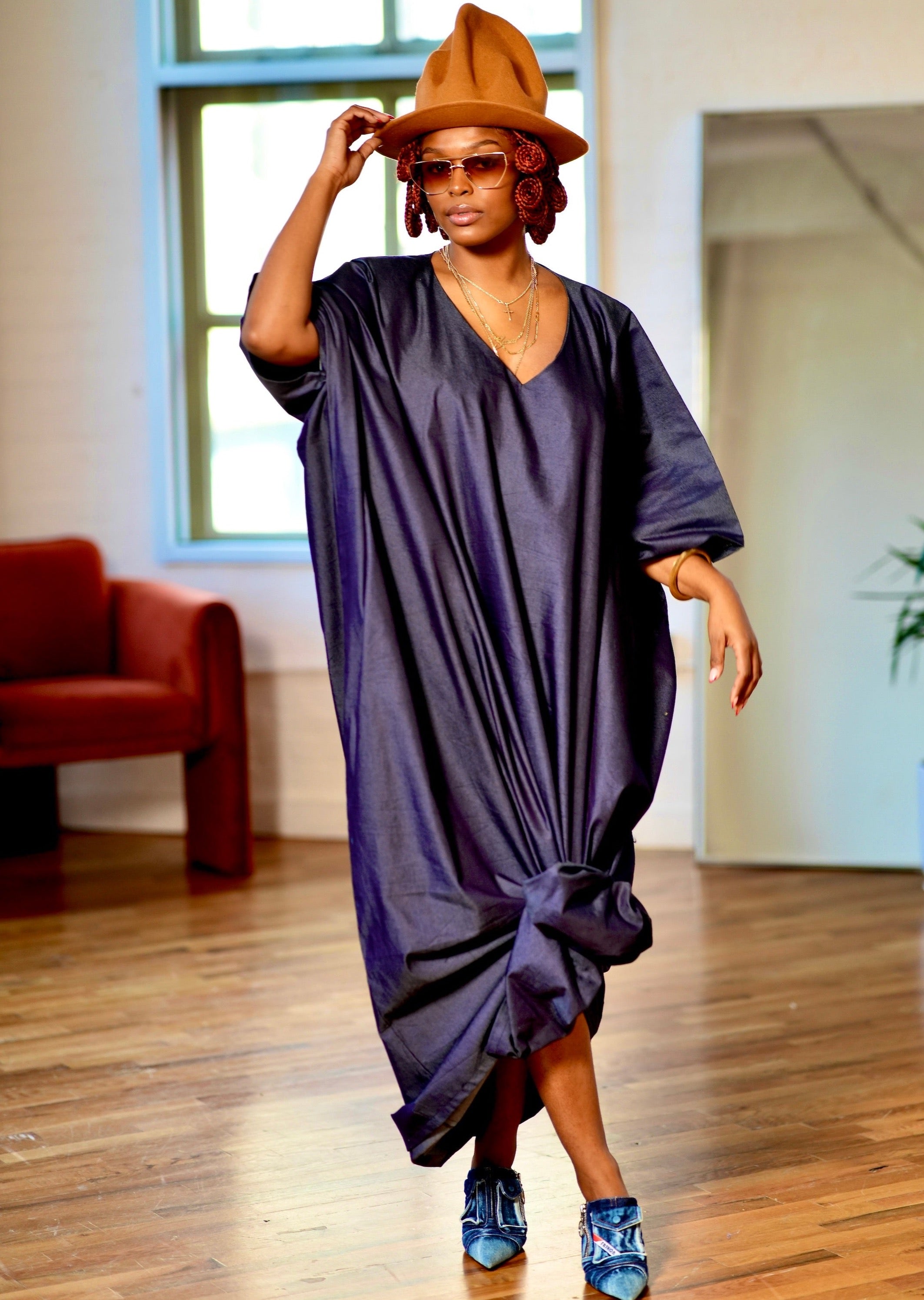 Uza Denim Kaftan Dress