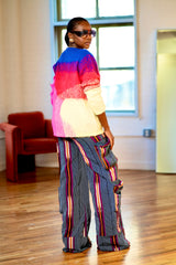 Achalugo Aso Oke Cargo Jeans - Blue + Purple
