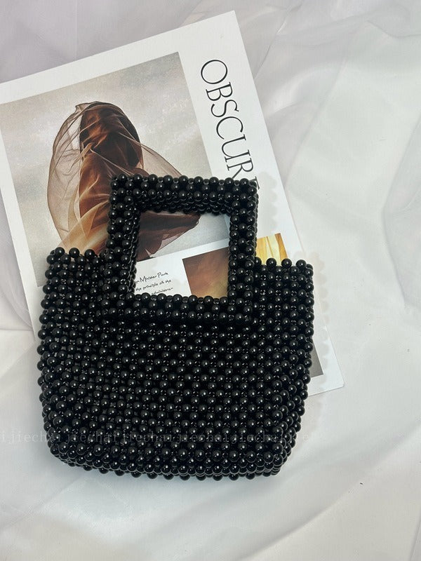 Beaded Handbag Black 15.5 15 6