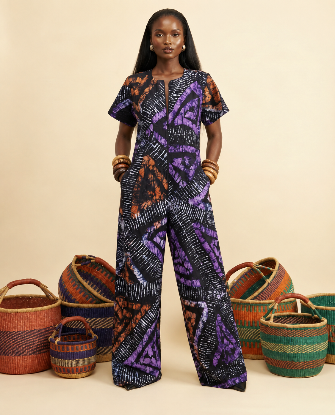 Ewecham Adire Relaxed Jumpsuit - Effortless Luxury