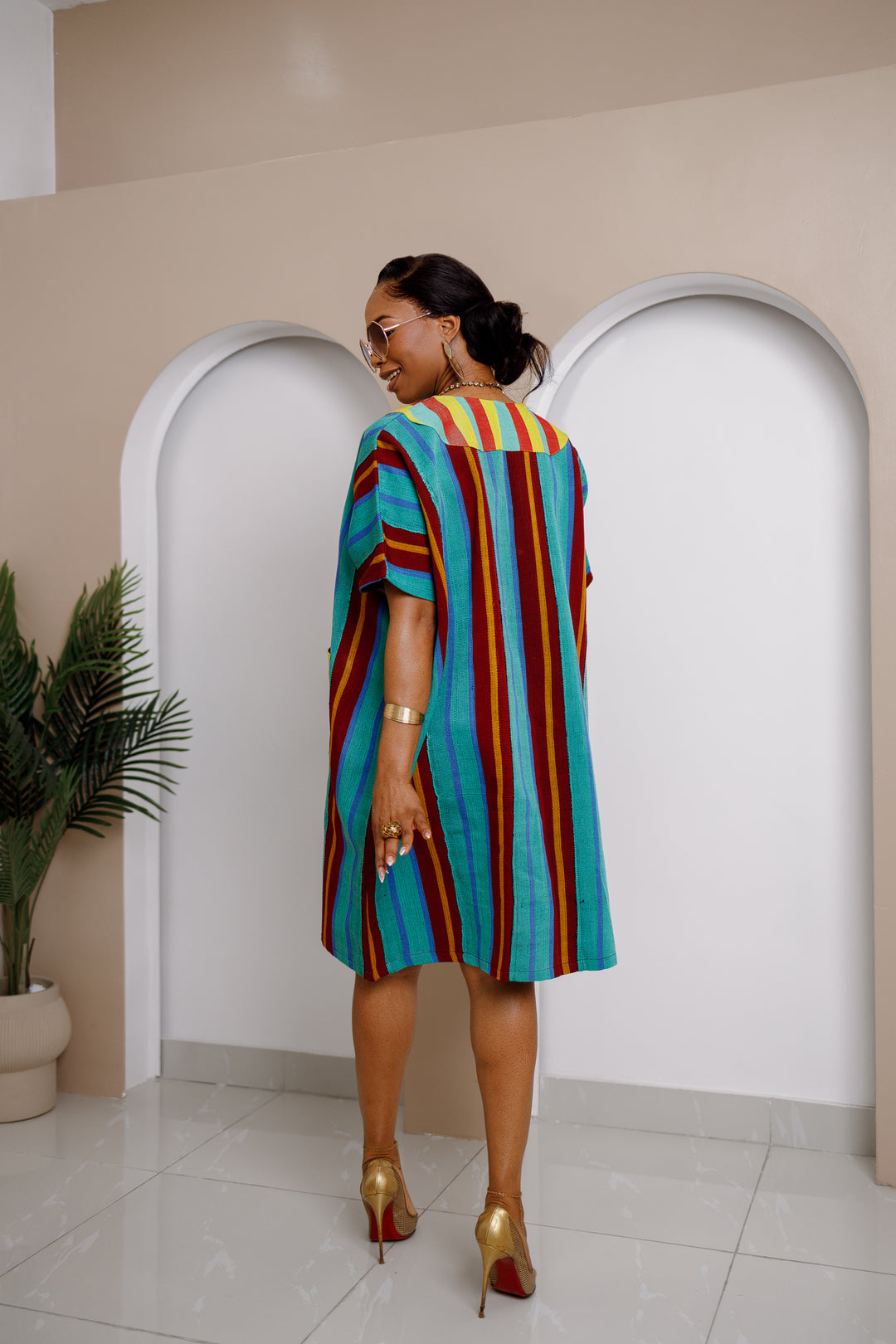 Ejeuwa Aso Oke Midi Dress Handmade African Striped Dress S Ejeuwa Aso Oke Midi Dress Handmade African Striped Dress S