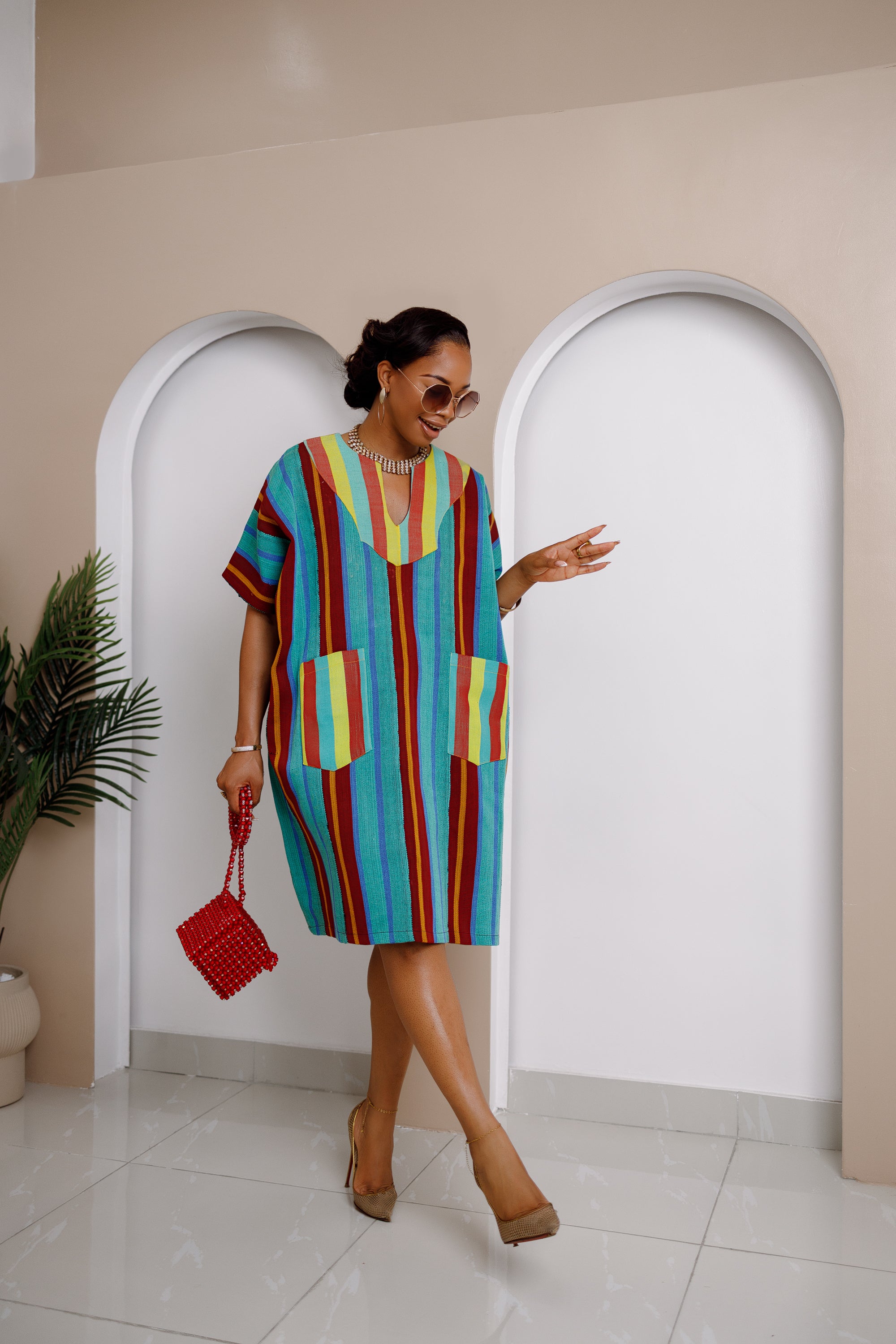 Ejeuwa Aso Oke Striped Midi Dress