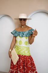 Enenia Off-Shoulder Adire Dress