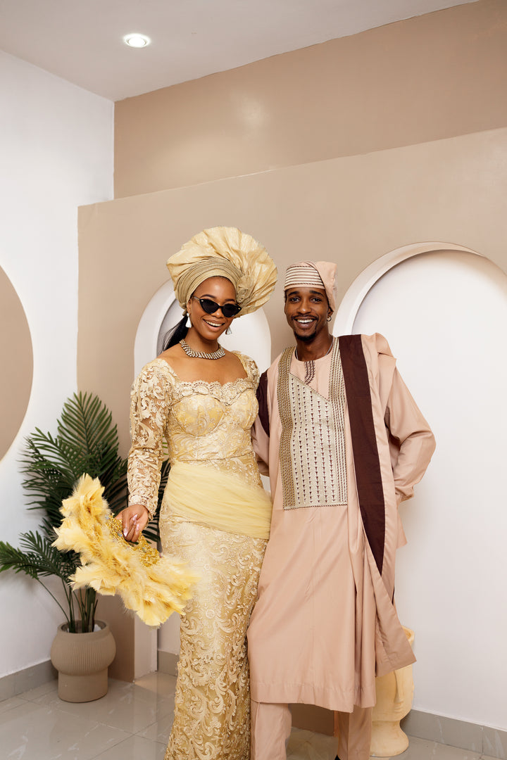 chinese dress ladies Igbankwu Custom Lace African Wedding Dress | Gele & Fan Optional | Obioma Fashion Xs / Female