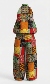 Inyom Ankara Faux-Silk Frill Two Pcs Set