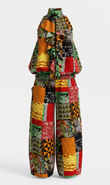 Inyom Ankara Faux-Silk Frill Two Pcs Set