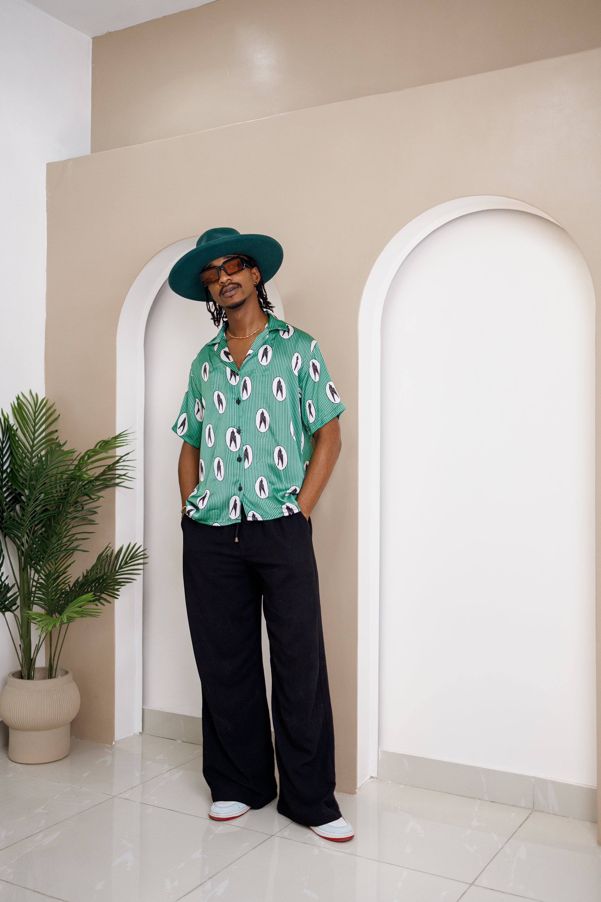 Mkpume Short-Sleeve Button-Up Shirt – African Ankara Silk Elegance