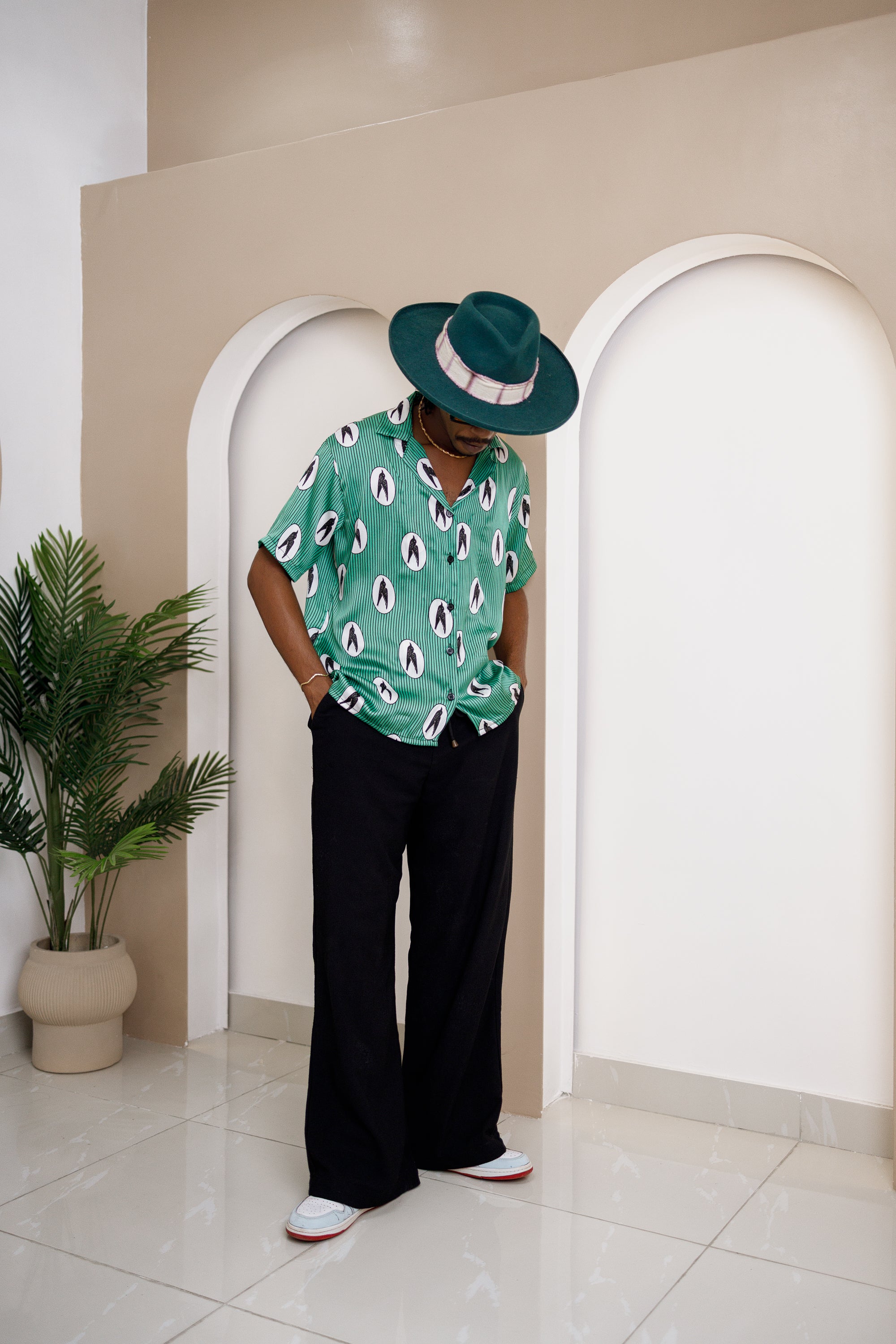 Mkpume Short-Sleeve Button-Up Shirt – African Ankara Silk Elegance
