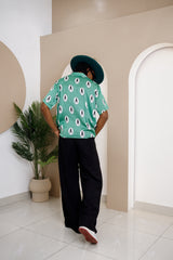 Mkpume Short-Sleeve Button-Up Shirt – African Ankara Silk Elegance