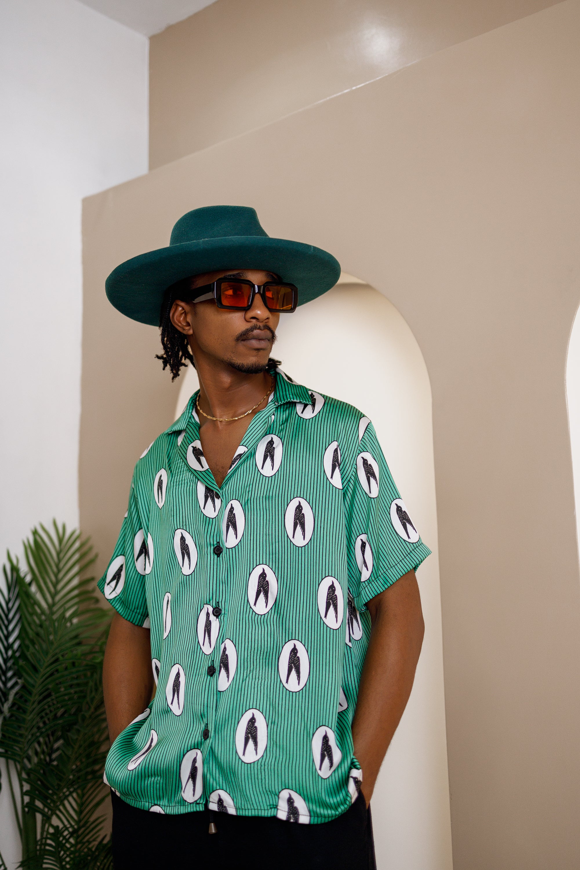 Mkpume Short-Sleeve Button-Up Shirt – African Ankara Silk Elegance