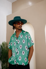 Mkpume Short-Sleeve Button-Up Shirt – African Ankara Silk Elegance