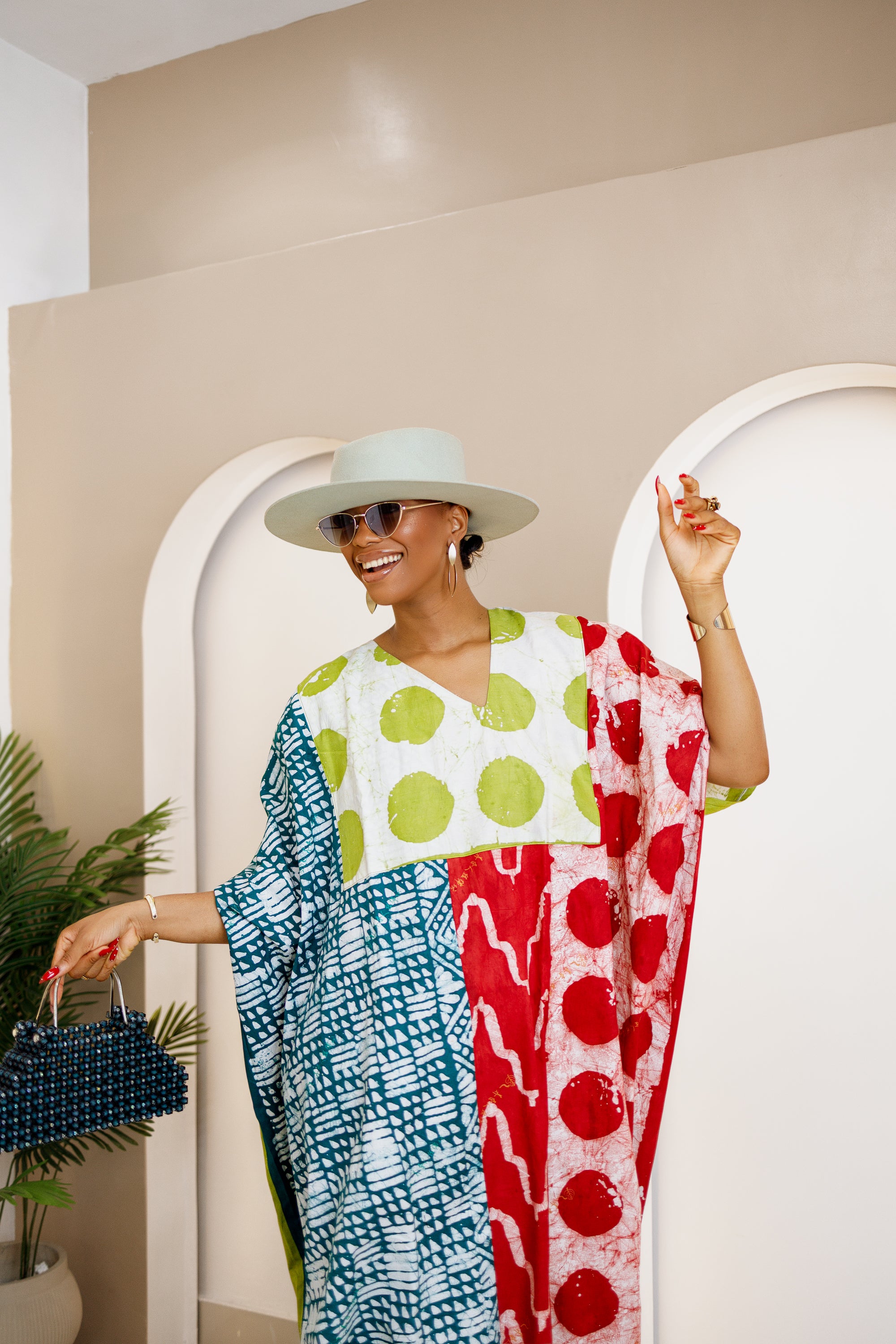 Ndenkem Hand-Dyed Adire Kaftan