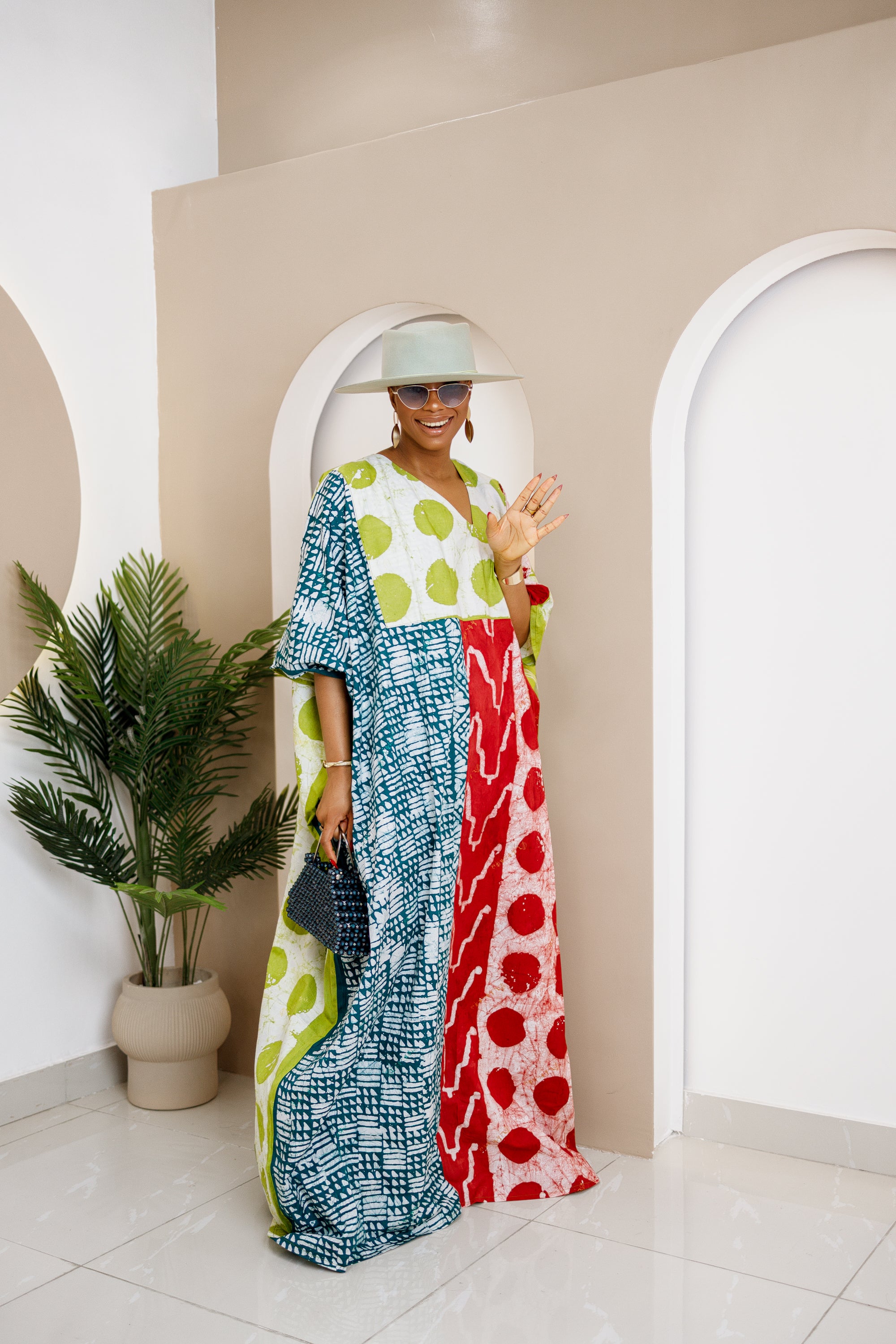 Ndenkem Hand-Dyed Adire Kaftan