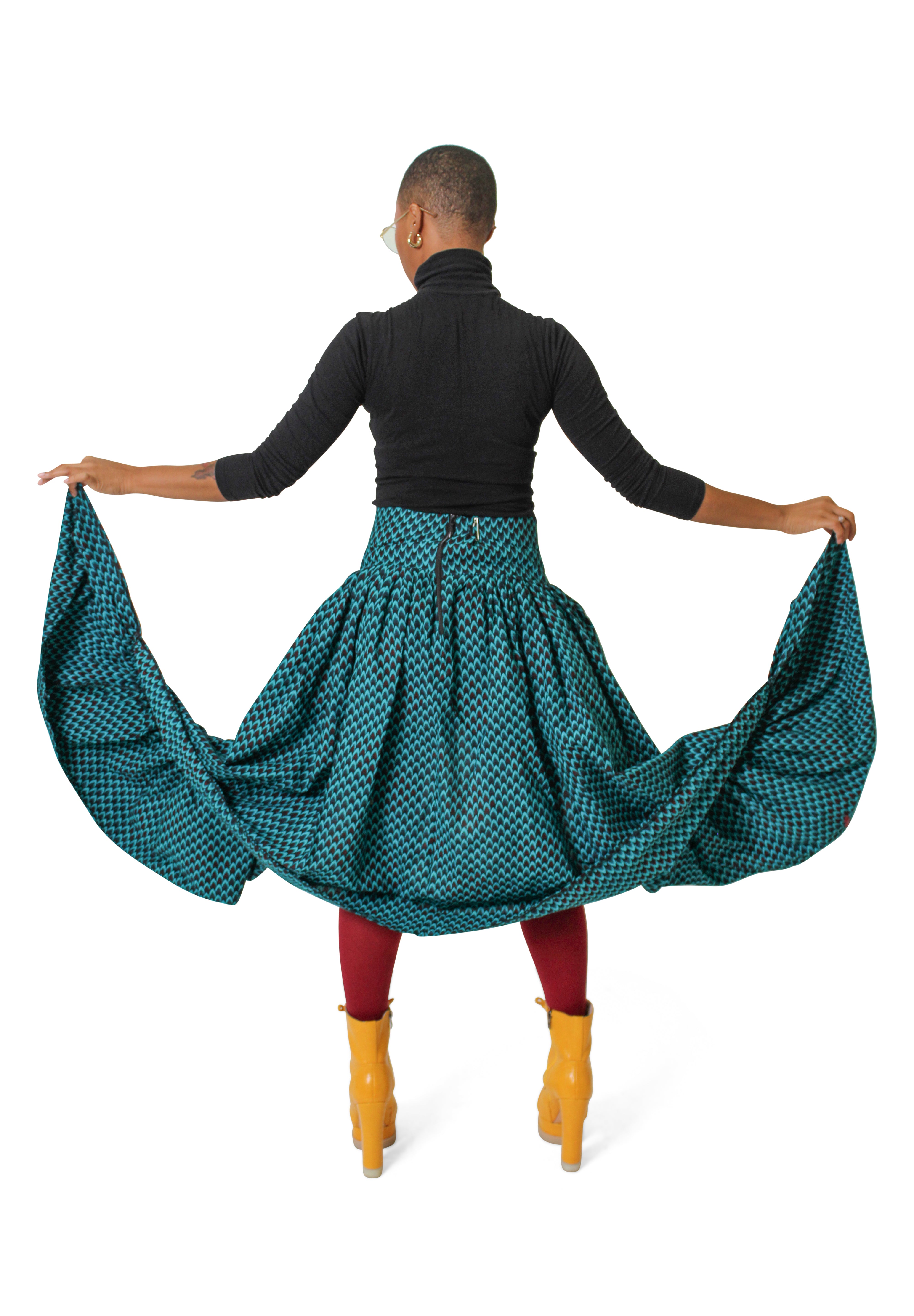 Nkukwaya – Hand-Crafted Ankara High-Low Tiered Skirt