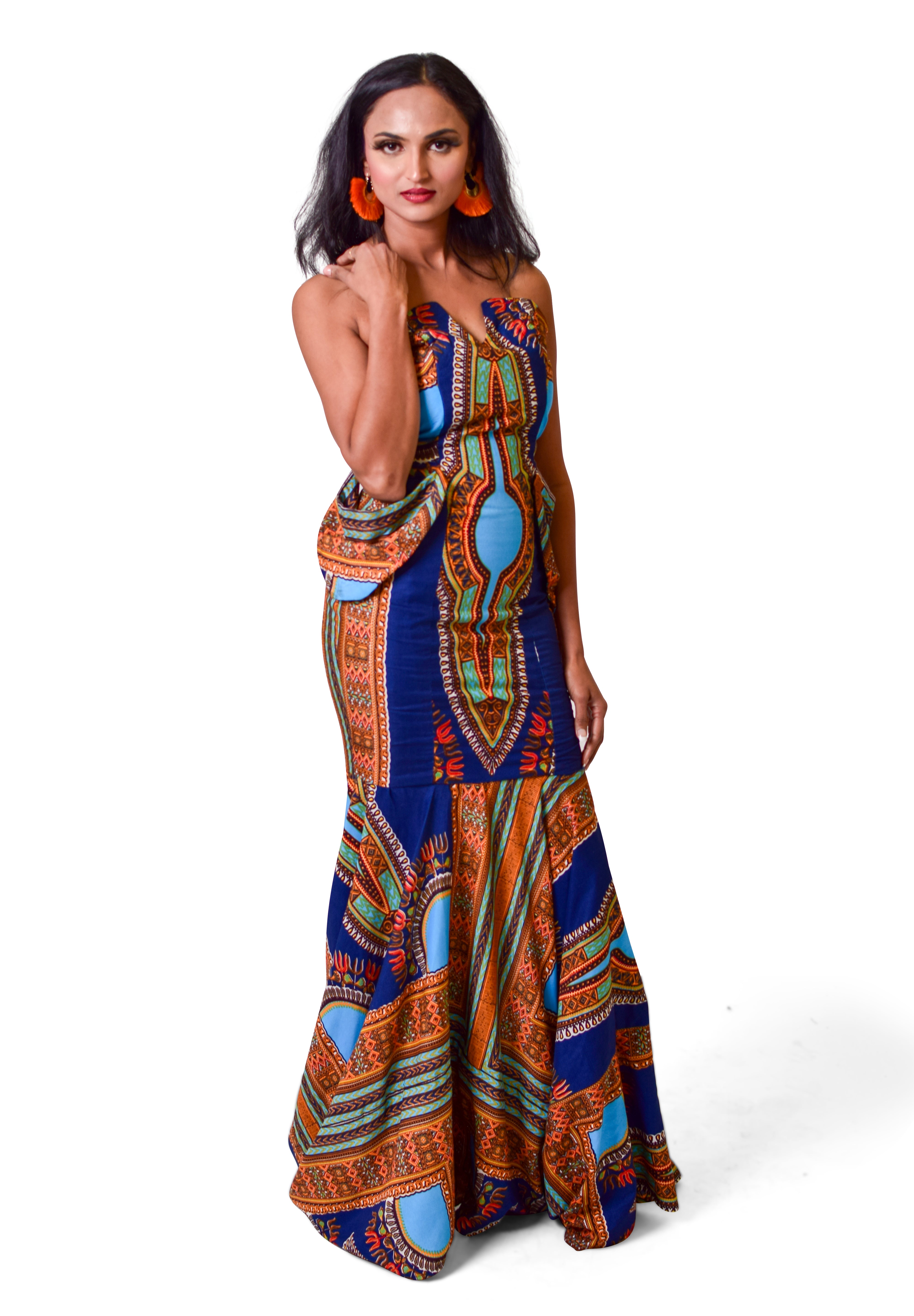 Nnwekorita Ankara Strapless Maxi Dress