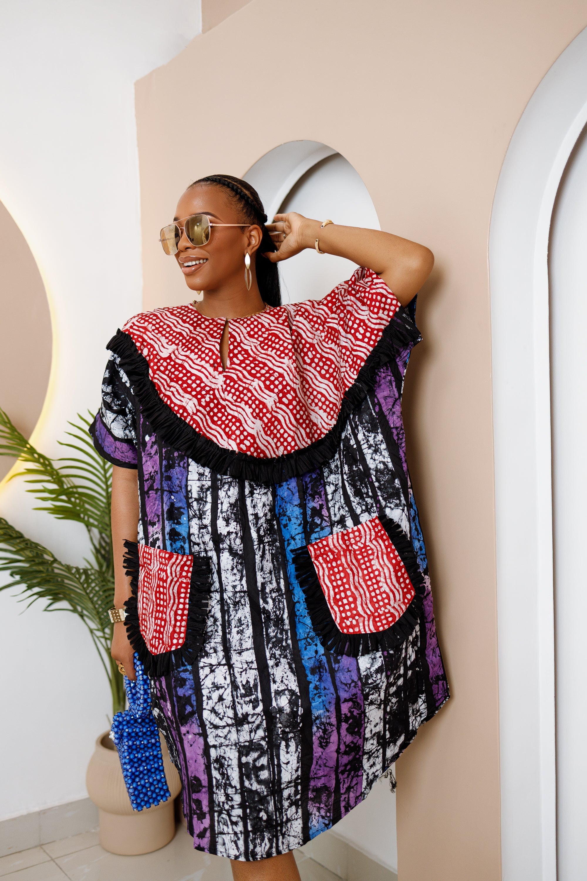 Nwayiocha Adire Midi Dress – Handcrafted African Chic