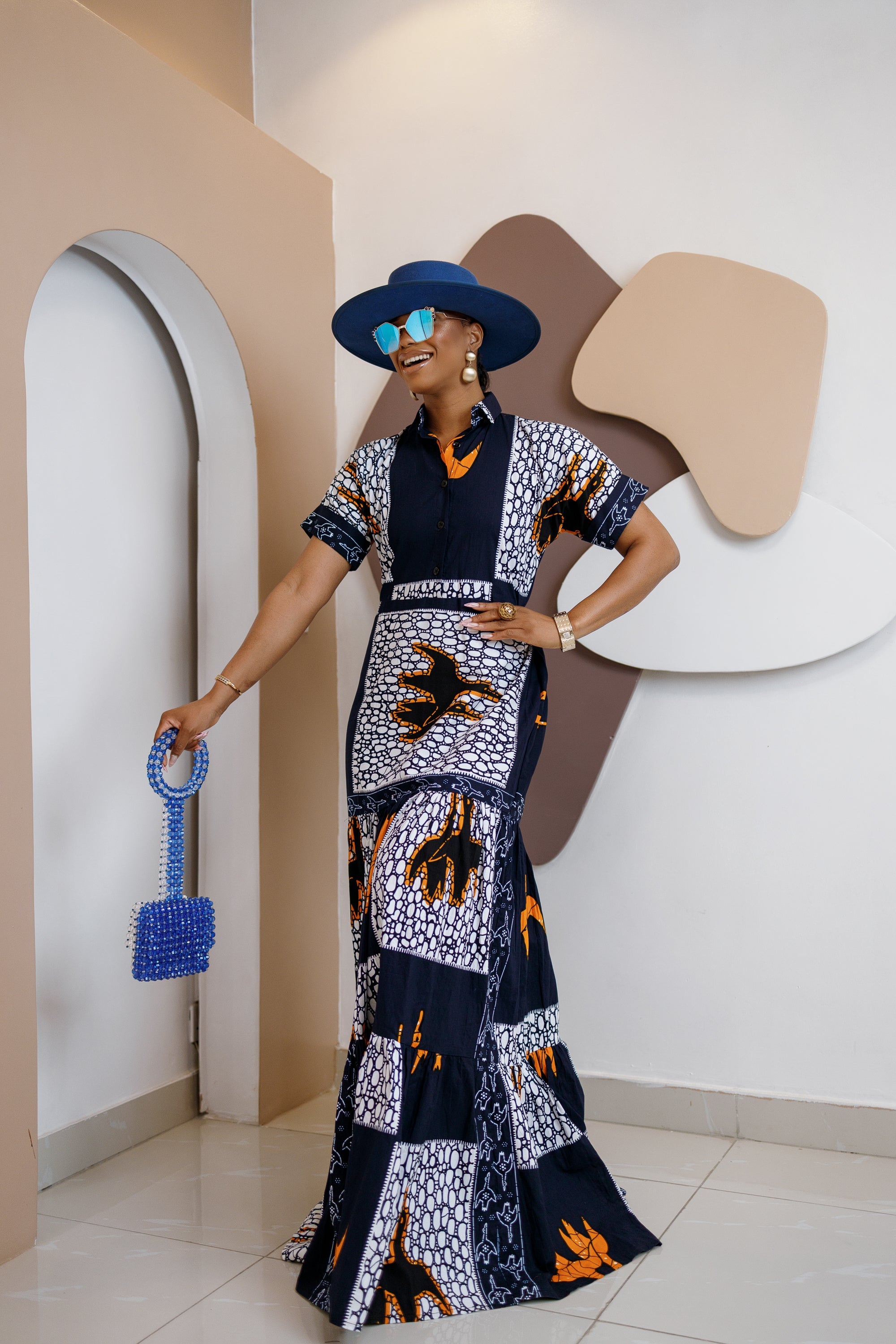 Nzama – Ankara Maxi Shirt Dress