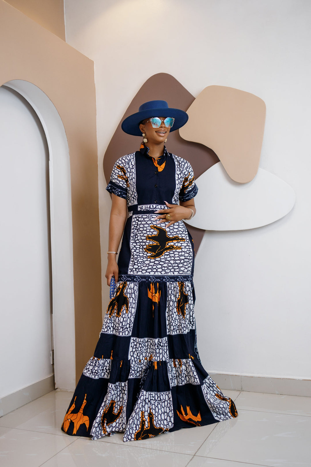 Nzama – Ankara Maxi Shirt Dress S