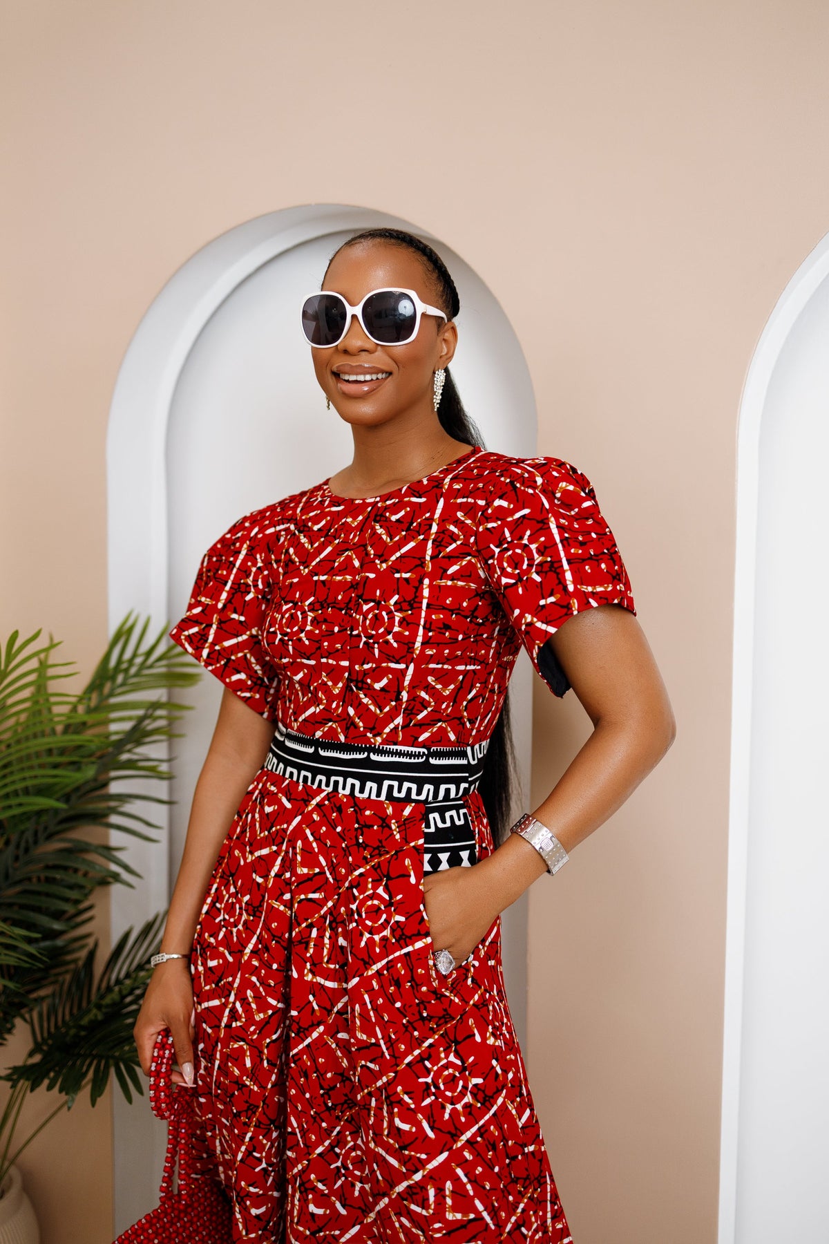 red ankara dress New in- Mira Dress | African Print Ankara Maxi Layered Dress-RP2
