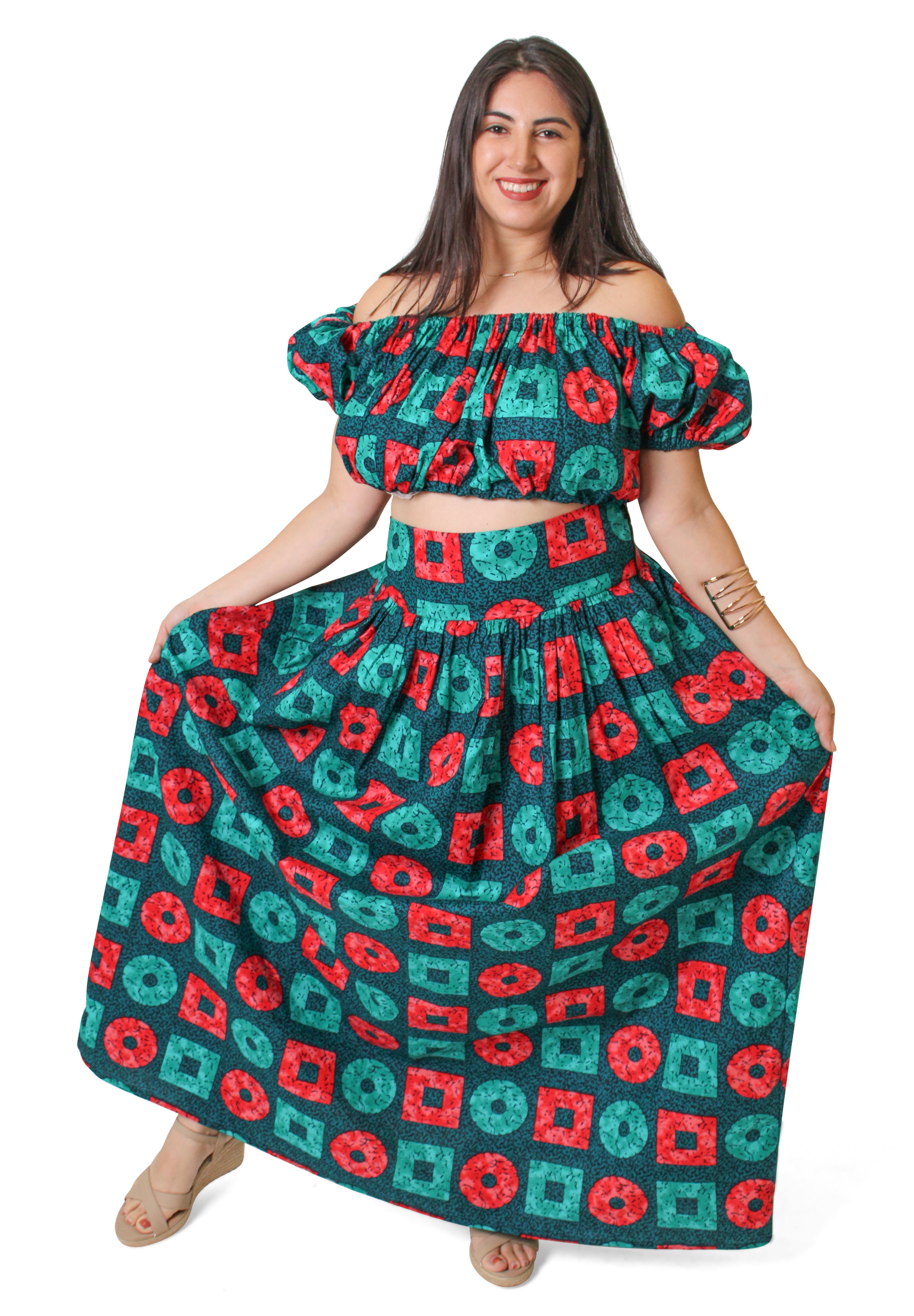 Obodo African Print Crop Top & Maxi Skirt Set