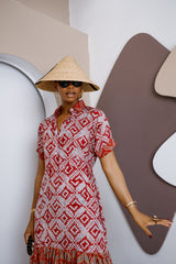Ogbaluofu Kaftan Maxi Dress – Handmade Crepe Adire Elegance