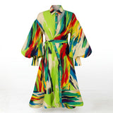 Okeofia Crepe Dress - Vibrant Multicolored Midi