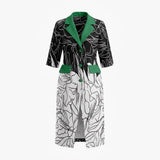 Omu Silk Blend Tailored Midi Dress | Aso-Oke Lapel Statement Dress