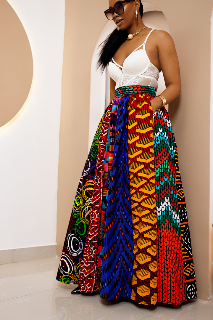 Onje Ankara Patchwork Skirt – Vibrant, Unique & Stylish – Obioma