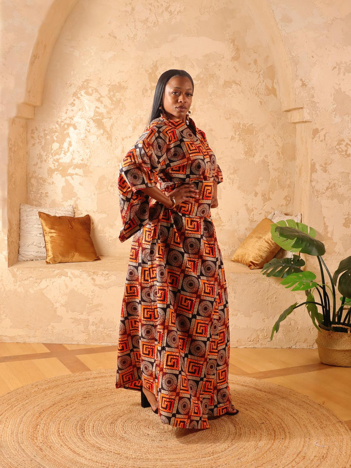 african wrap dress Sheba 2XL / Brown along with a dramatic Color:White-Navy Gingham Hope Ready To Ship summer-23