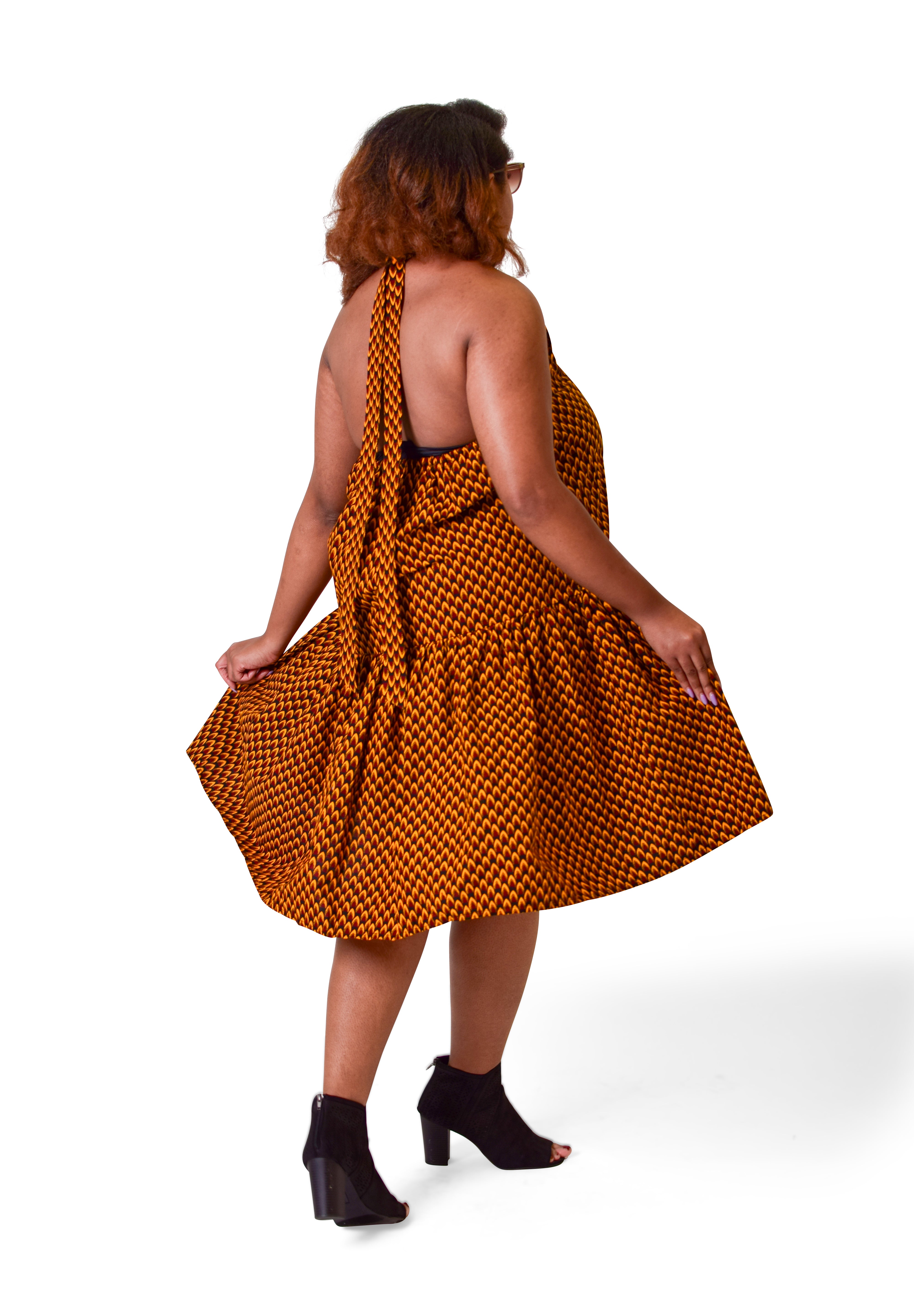 Tuffia Ankara Halter Fit & Flare Dress