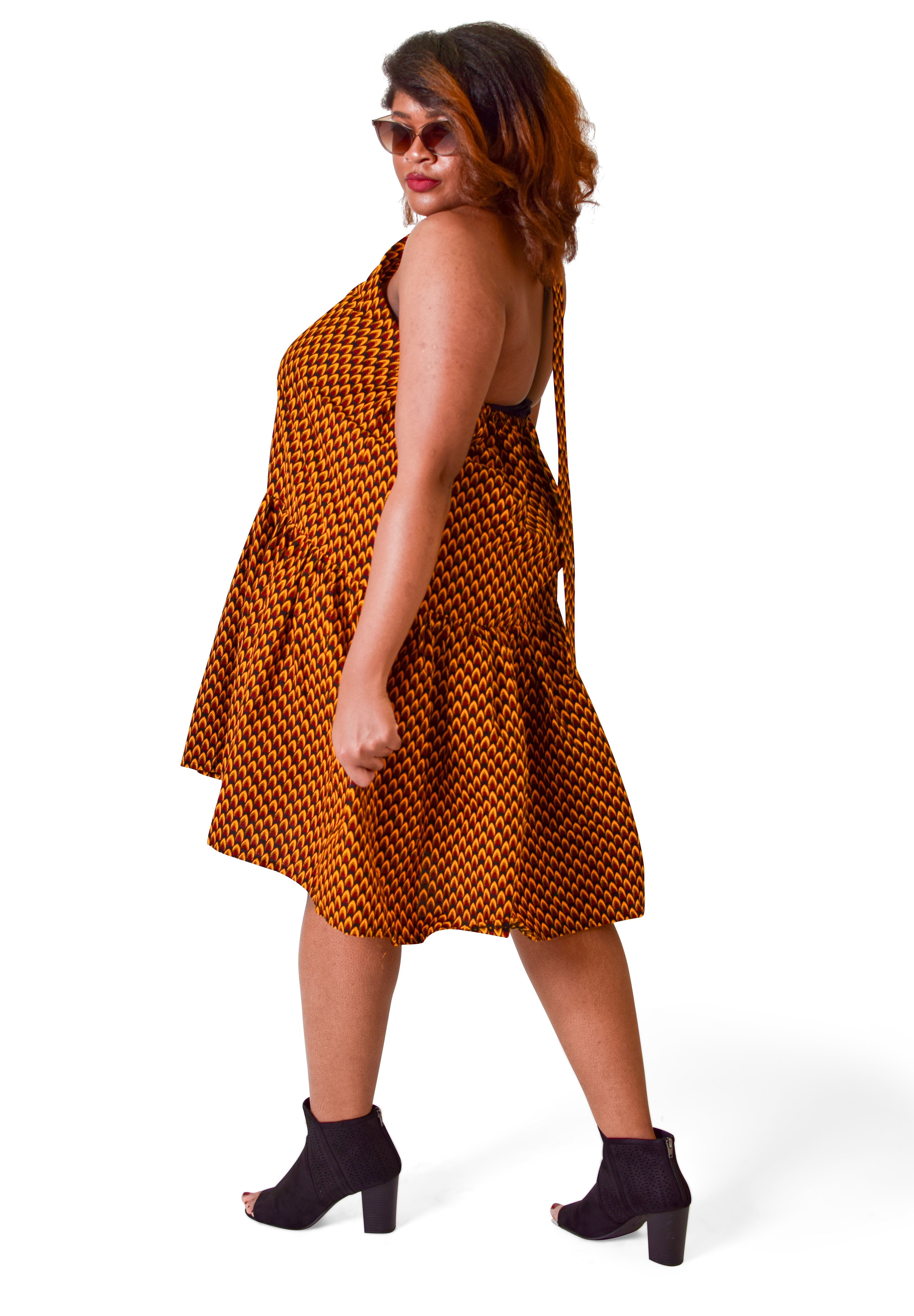 Tuffia Ankara Halter Fit & Flare Dress