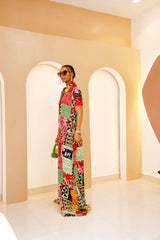 Umuada Silk Ankara Kaftan – Bold Print Maxi Shirt Dress