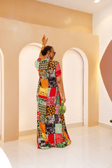 Umuada Silk Ankara Kaftan – Bold Print Maxi Shirt Dress