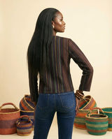 Agboedo Drape Aso Oke Jacket - Handwoven Luxury Open-Front Top - back view
