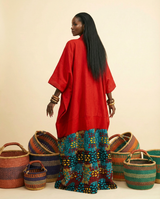 Esecham Aso-Oke & Ankara Bubu – Voluminous Fit Dress - back view